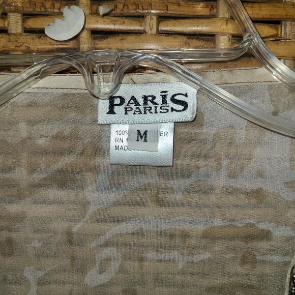 Paris Paris Blouse Sheer Beaded Sequins Bell Sleeve Tunic Length BEAUTIFUL!! M - Picture 5 of 7